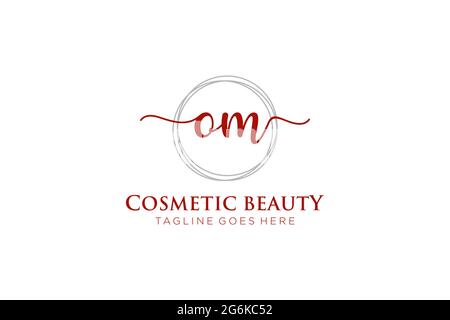 OM Feminine logo beauty monogram and elegant logo design, handwriting logo of initial signature, wedding, fashion, floral and botanical with creative Stock Vector