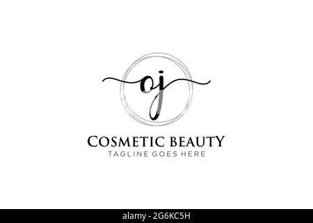 OJ Feminine logo beauty monogram and elegant logo design, handwriting logo of initial signature, wedding, fashion, floral and botanical with creative Stock Vector