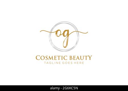 OG Feminine logo beauty monogram and elegant logo design, handwriting logo of initial signature, wedding, fashion, floral and botanical with creative Stock Vector