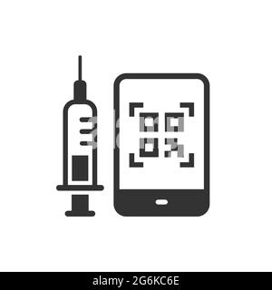 QR code vaccination covid-19 icon. Vector illustration isolated on white. Stock Vector