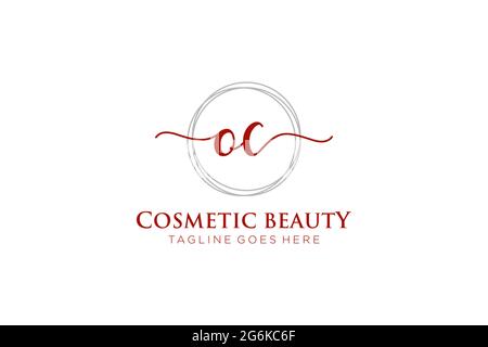 OC Feminine logo beauty monogram and elegant logo design, handwriting logo of initial signature, wedding, fashion, floral and botanical with creative Stock Vector