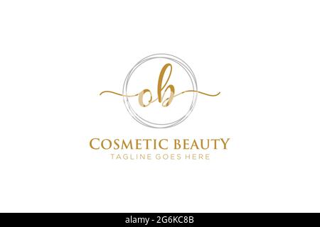 OB Feminine logo beauty monogram and elegant logo design, handwriting logo of initial signature, wedding, fashion, floral and botanical with creative Stock Vector