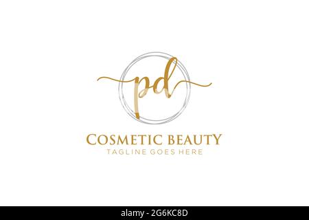 PD Feminine logo beauty monogram and elegant logo design, handwriting logo of initial signature, wedding, fashion, floral and botanical with creative Stock Vector