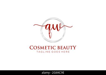 QW Feminine logo beauty monogram and elegant logo design, handwriting logo of initial signature, wedding, fashion, floral and botanical with creative Stock Vector