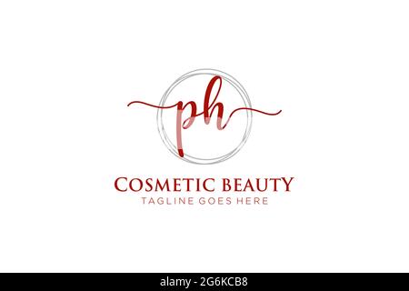PH Feminine logo beauty monogram and elegant logo design, handwriting logo of initial signature, wedding, fashion, floral and botanical with creative Stock Vector