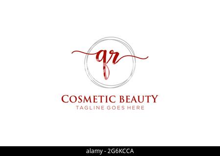 QR Feminine logo beauty monogram and elegant logo design, handwriting logo of initial signature, wedding, fashion, floral and botanical with creative Stock Vector