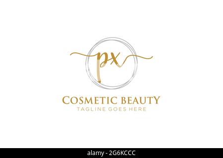 PX Feminine logo beauty monogram and elegant logo design, handwriting logo of initial signature, wedding, fashion, floral and botanical with creative Stock Vector