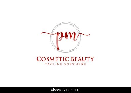 Initial PM Feminine Logo Beauty Monogram and Elegant Logo Design