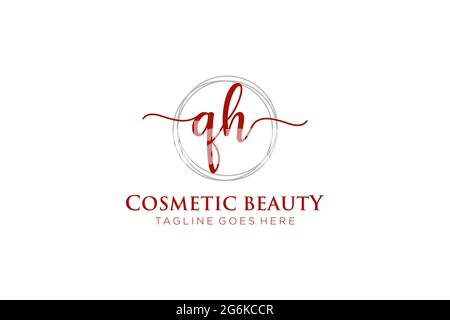 QH Feminine logo beauty monogram and elegant logo design, handwriting logo of initial signature, wedding, fashion, floral and botanical with creative Stock Vector