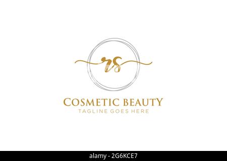 RS Feminine logo beauty monogram and elegant logo design, handwriting logo of initial signature, wedding, fashion, floral and botanical with creative Stock Vector
