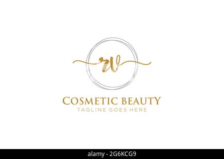RV Feminine logo beauty monogram and elegant logo design, handwriting logo of initial signature, wedding, fashion, floral and botanical with creative Stock Vector