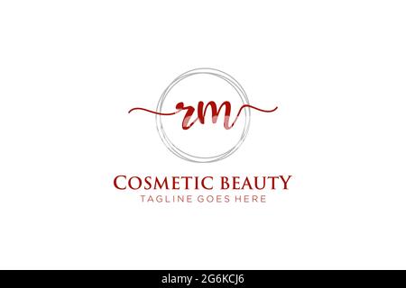 RM Feminine logo beauty monogram and elegant logo design, handwriting logo of initial signature, wedding, fashion, floral and botanical with creative Stock Vector