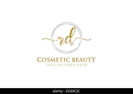 RD Feminine logo beauty monogram and elegant logo design, handwriting logo of initial signature, wedding, fashion, floral and botanical with creative Stock Vector