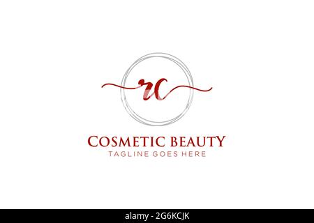 RC Feminine logo beauty monogram and elegant logo design, handwriting logo of initial signature, wedding, fashion, floral and botanical with creative Stock Vector