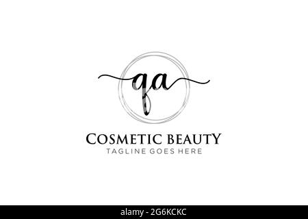 QA Feminine logo beauty monogram and elegant logo design, handwriting logo of initial signature, wedding, fashion, floral and botanical with creative Stock Vector