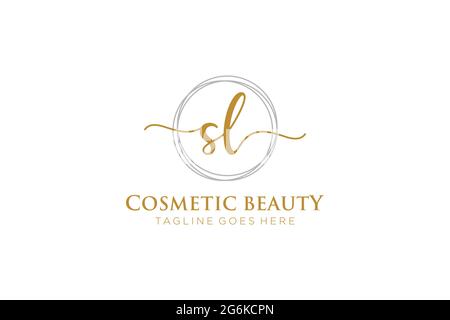 SL Feminine logo beauty monogram and elegant logo design, handwriting logo of initial signature, wedding, fashion, floral and botanical with creative Stock Vector