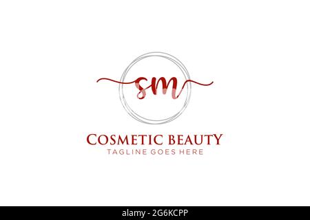 SM Feminine logo beauty monogram and elegant logo design, handwriting logo of initial signature, wedding, fashion, floral and botanical with creative Stock Vector