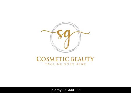 SG Feminine logo beauty monogram and elegant logo design, handwriting logo of initial signature, wedding, fashion, floral and botanical with creative Stock Vector