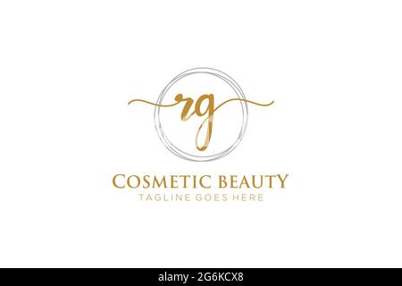 RG Feminine logo beauty monogram and elegant logo design, handwriting logo of initial signature, wedding, fashion, floral and botanical with creative Stock Vector