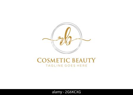 RB Feminine logo beauty monogram and elegant logo design, handwriting logo of initial signature, wedding, fashion, floral and botanical with creative Stock Vector