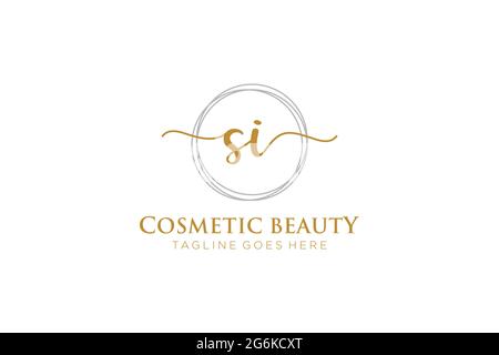 SI Feminine logo beauty monogram and elegant logo design, handwriting logo of initial signature, wedding, fashion, floral and botanical with creative Stock Vector