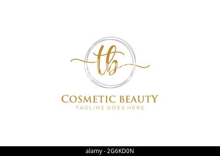 TB Feminine logo beauty monogram and elegant logo design, handwriting logo of initial signature, wedding, fashion, floral and botanical with creative Stock Vector