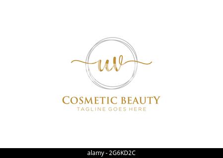 UV Feminine logo beauty monogram and elegant logo design, handwriting logo of initial signature, wedding, fashion, floral and botanical with creative Stock Vector