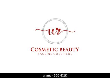 UR Feminine logo beauty monogram and elegant logo design, handwriting logo of initial signature, wedding, fashion, floral and botanical with creative Stock Vector