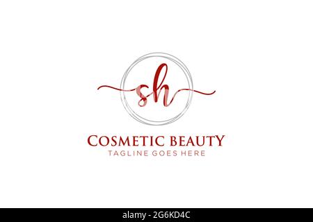 SH Feminine logo beauty monogram and elegant logo design, handwriting logo of initial signature, wedding, fashion, floral and botanical with creative Stock Vector