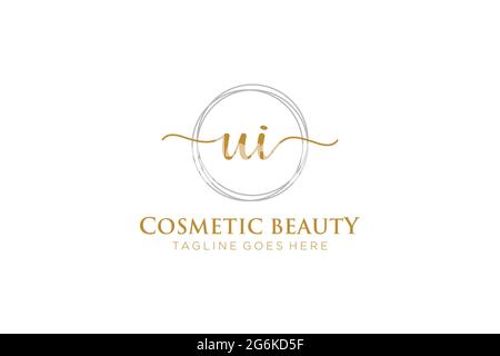 UI Feminine logo beauty monogram and elegant logo design, handwriting logo of initial signature, wedding, fashion, floral and botanical with creative Stock Vector