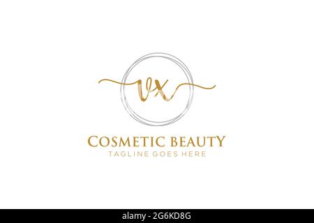 VX Feminine logo beauty monogram and elegant logo design, handwriting logo of initial signature, wedding, fashion, floral and botanical with creative Stock Vector