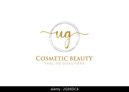 UG Feminine logo beauty monogram and elegant logo design, handwriting logo of initial signature, wedding, fashion, floral and botanical with creative Stock Vector