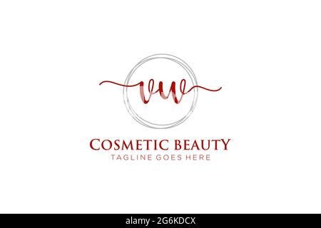 VW Feminine logo beauty monogram and elegant logo design, handwriting logo of initial signature, wedding, fashion, floral and botanical with creative Stock Vector