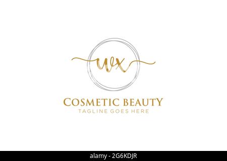 WX Feminine logo beauty monogram and elegant logo design, handwriting logo of initial signature, wedding, fashion, floral and botanical with creative Stock Vector