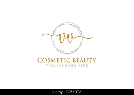 VV Feminine logo beauty monogram and elegant logo design, handwriting logo of initial signature, wedding, fashion, floral and botanical with creative Stock Vector