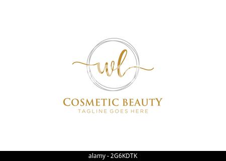 WL Feminine logo beauty monogram and elegant logo design, handwriting logo of initial signature, wedding, fashion, floral and botanical with creative Stock Vector