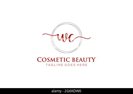 WC Feminine logo beauty monogram and elegant logo design, handwriting logo of initial signature, wedding, fashion, floral and botanical with creative Stock Vector