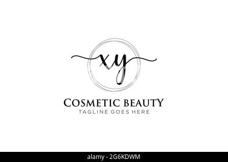 XY Feminine logo beauty monogram and elegant logo design, handwriting logo of initial signature, wedding, fashion, floral and botanical with creative Stock Vector