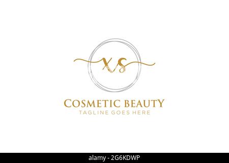 XS Feminine logo beauty monogram and elegant logo design, handwriting logo of initial signature, wedding, fashion, floral and botanical with creative Stock Vector