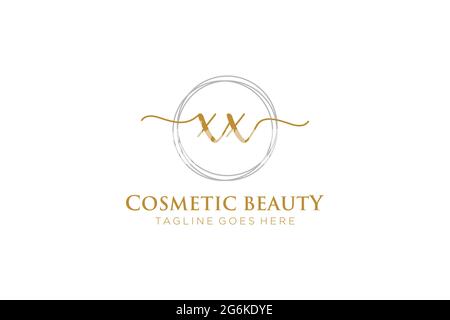 XX Feminine logo beauty monogram and elegant logo design, handwriting logo of initial signature, wedding, fashion, floral and botanical with creative Stock Vector