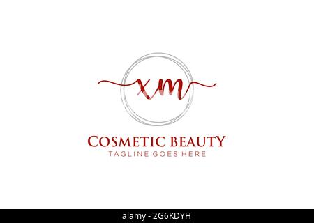 XM Feminine logo beauty monogram and elegant logo design, handwriting logo of initial signature, wedding, fashion, floral and botanical with creative Stock Vector