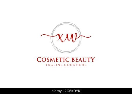 XW Feminine logo beauty monogram and elegant logo design, handwriting logo of initial signature, wedding, fashion, floral and botanical with creative Stock Vector