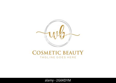 WB Feminine logo beauty monogram and elegant logo design, handwriting logo of initial signature, wedding, fashion, floral and botanical with creative Stock Vector