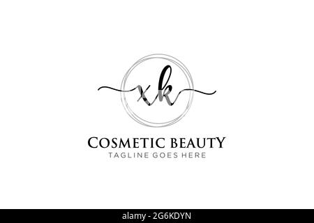 XK Feminine logo beauty monogram and elegant logo design, handwriting logo of initial signature, wedding, fashion, floral and botanical with creative Stock Vector