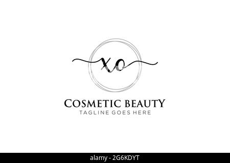 XO Feminine logo beauty monogram and elegant logo design, handwriting logo of initial signature, wedding, fashion, floral and botanical with creative Stock Vector