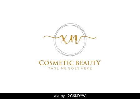 XN Feminine logo beauty monogram and elegant logo design, handwriting logo of initial signature, wedding, fashion, floral and botanical with creative Stock Vector