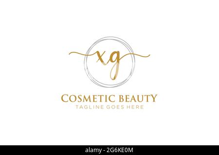 XG Feminine logo beauty monogram and elegant logo design, handwriting logo of initial signature, wedding, fashion, floral and botanical with creative Stock Vector