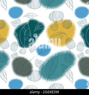 Seamless pattern, different leaves and branches - Vector illustration Stock Vector