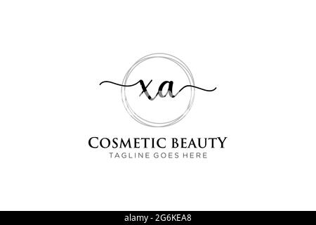 XA Feminine logo beauty monogram and elegant logo design, handwriting logo of initial signature, wedding, fashion, floral and botanical with creative Stock Vector