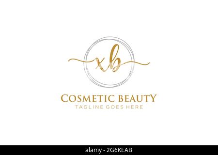 XB Feminine logo beauty monogram and elegant logo design, handwriting logo of initial signature, wedding, fashion, floral and botanical with creative Stock Vector